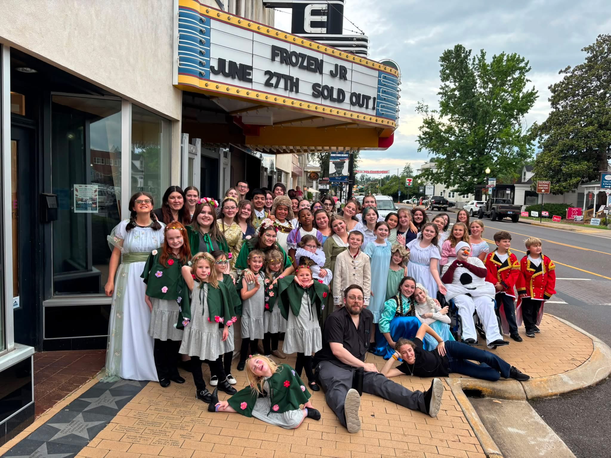 Amanda Reck at far left with participants in Windmore’s Frozen Jr. musical-theater camp.