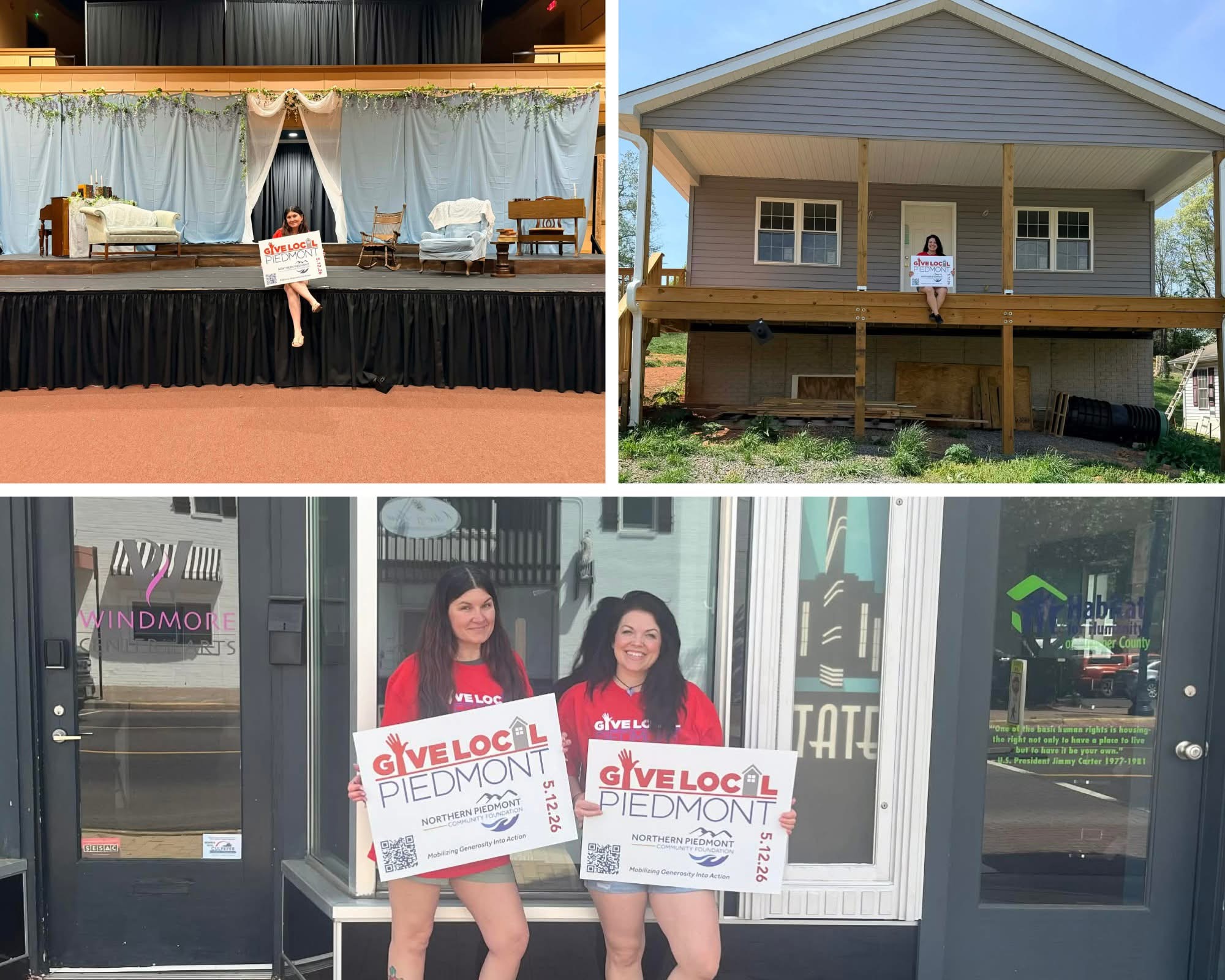 A collage showing Windmore and Habitat for Humanity collaboration activities.